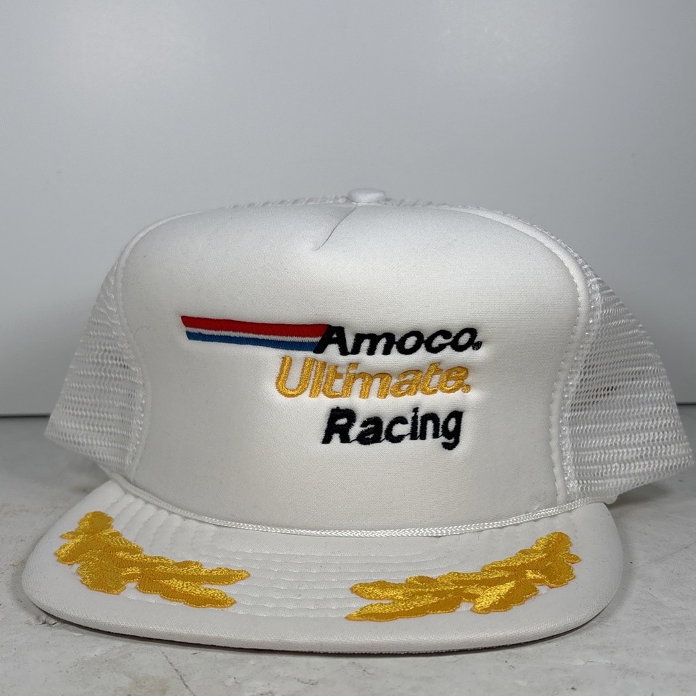 Deadstock CalHead Amoco Ultimate Racing White Mesh Back‎ Snapback Hat